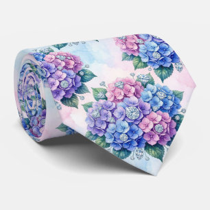Gravata Hortênsias & Diamantes Pescoço de Casamento e Ev