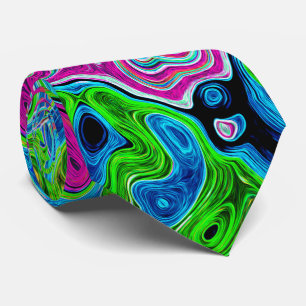 Gravata Hot Pink and Blue Groovy Abstract Retro Swirl