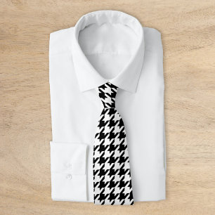 Gravata Houndstooth Clássico Negro e Branco