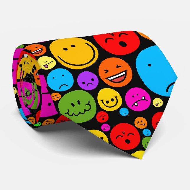 Gravata Humores de Emoji Engraçados (Rolled)