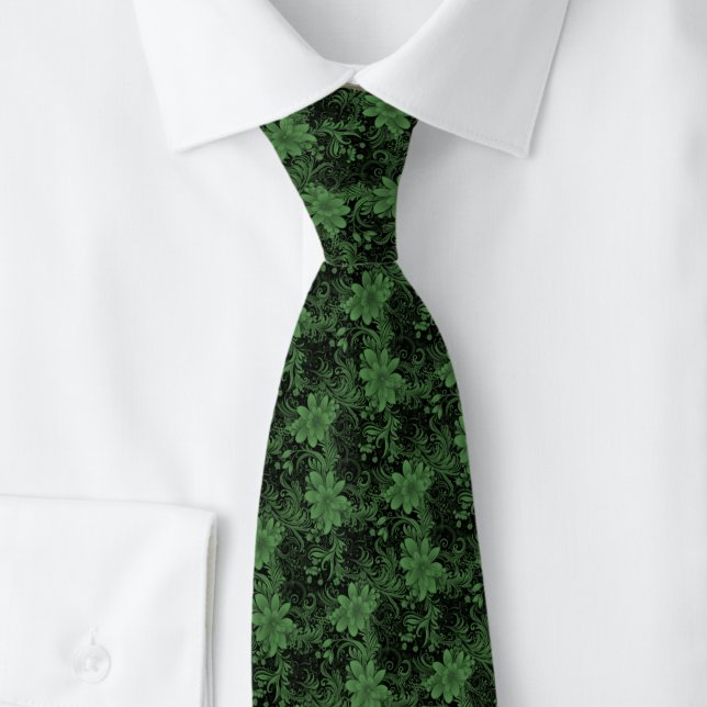 Gravata Hunters Verde Floral Batik (Criador carregado)