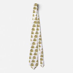 Gravata HYPER DRAGON / Dourados Números Célticos ,Branco