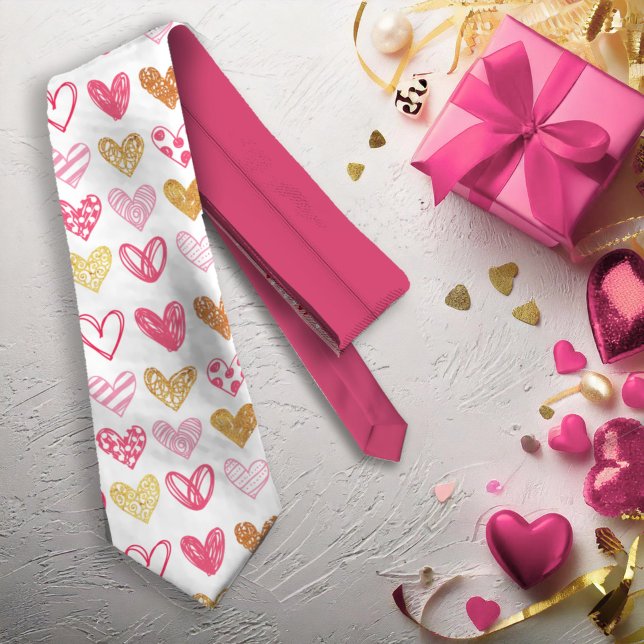 Gravata ID470 do padrão cardíaco desenhado à mão (Criador carregado)