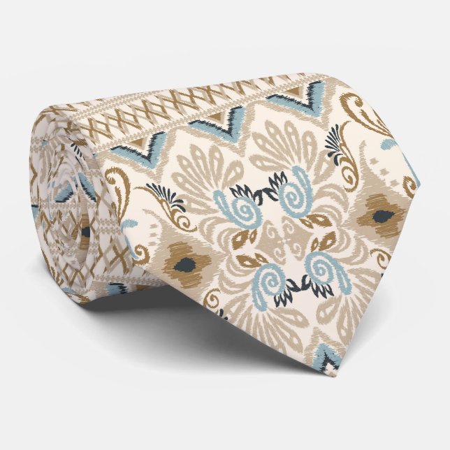 Gravata Ikat Chevron Paisley (Rolled)
