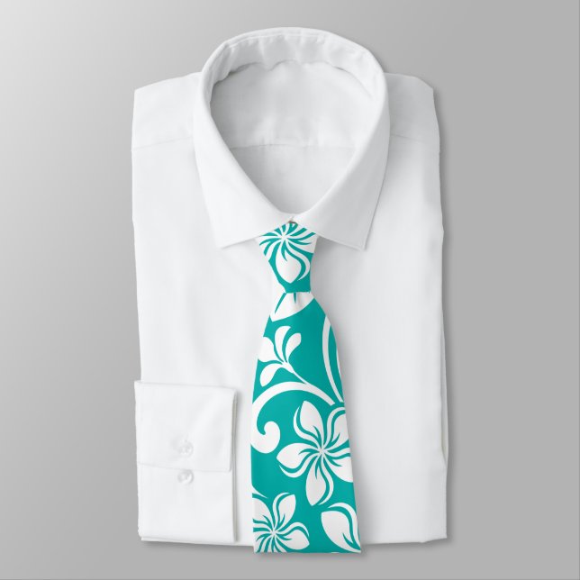 GRAVATA ILHA PLUMERIA (TURQUOISE) (Amarrado)