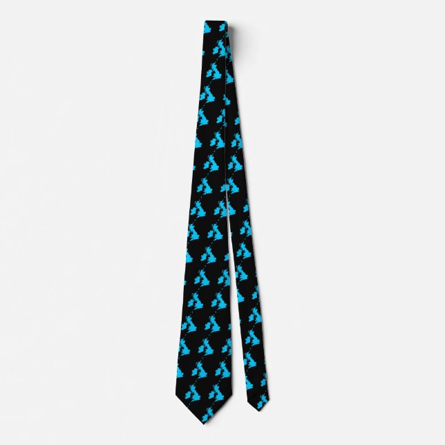 Gravata Ilhas Britânicas - Azul claro em preto (Frente)