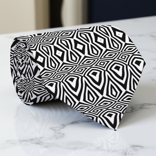 Gravata Ilusões Ópticas Geométricas A Preto E Branco (Criador carregado)