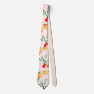 Gravata Ilustração Botânica de Jardim de Frutas Caprichoso