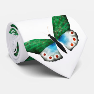 Gravata Ilustração da Borboleta Verde Azul Vintage