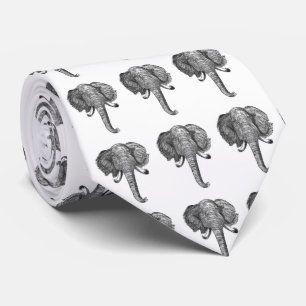 Gravata Ilustração da cabeça do elefante do vintage (18