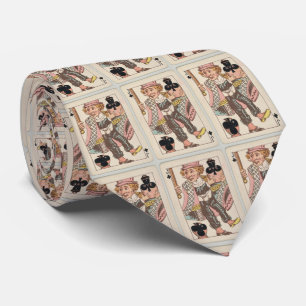 Gravata Ilustração da Vintage Jack of Clubs Tocando Placa