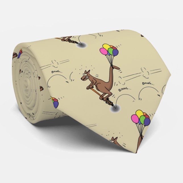 Gravata Ilustração de desenho animado de canguru humor aus (Rolled)