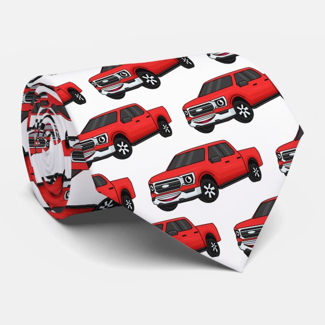 Gravata Ilustração de desenho animado de picup vermelho-bo (Rolled)