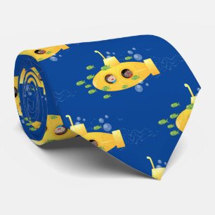Gravata Ilustração de desenho animado submarino amarelo