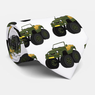 Gravata Ilustração de desenho de um caminhão monstro verde