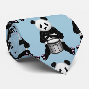 Gravata Ilustração do tambor do Urso Panda