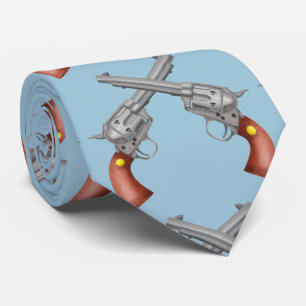 Gravata Ilustração Realista Revolvedores do Oeste Antigo