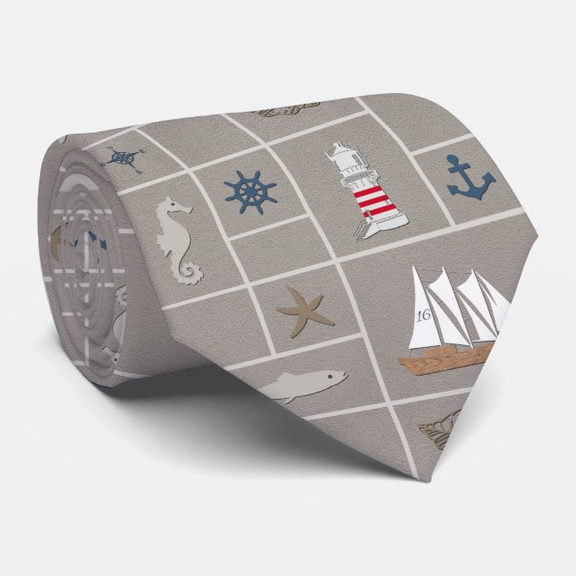 Gravata Ilustração temática náutica (Rolled)