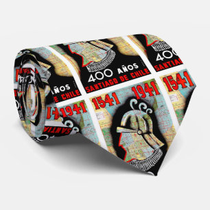 Gravata Ilustração Vintage Chile Viagem Santiago