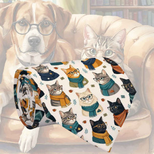 Gravata Ilustrações de Gato Hipster com Óculos