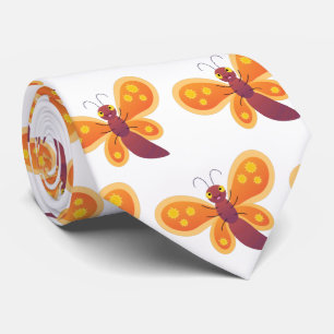 Gravata Imagem de desenho animado de borboleta laranja fel
