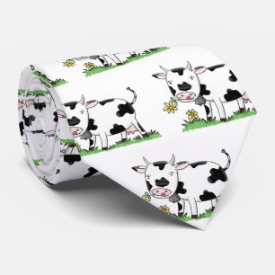 Gravata Imagem de desenho animado de uma vaca em verde
