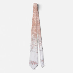 Gravata Imagem de mármore branco de confete rosa dourado e