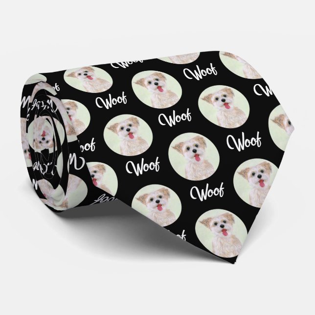 Gravata Imagem Redonda Morkie Black Tie (Rolled)