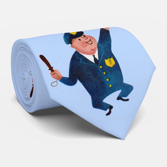gravata impressa policial feliz  (Rolled)