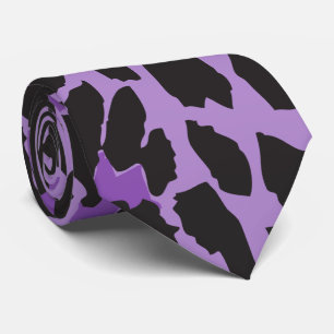 Gravata Impressão Animal, Leopardo Espetado - Preto Roxo