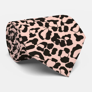 Gravata Impressão Animal Leopardo Pêssego