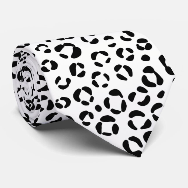 Gravata Impressão Animal Preto e Branco (Rolled)