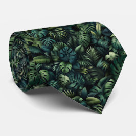 Gravata Impressão Botânica Tropical Monstera Verde Selva