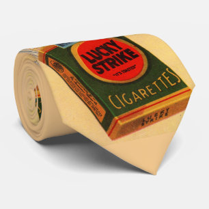 Gravata impressão de anúncio de Lucky Strikes dos anos 192