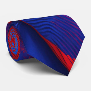 Gravata Impressão de Azul Vermelho Azul Única com Cor de Á