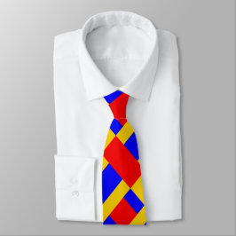 Gravata Impressão de Blocos de Cor Amarelo e Vermelho Azul