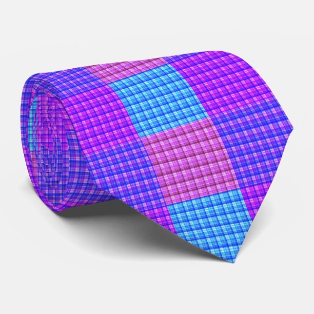 Gravata Impressão de Bubblegum Tartan (Rolled)
