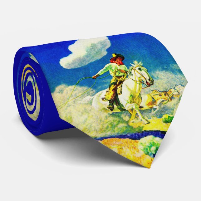 Gravata Impressão de cowboy de N. C. Wyeth  (Rolled)