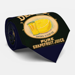 Gravata impressão de etiqueta de suco de toranja de Marca