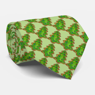 Gravata Impressão de Férias de Natal Verde - Cookies de Aç