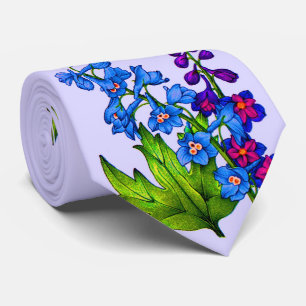 Gravata impressão de flores delfinas