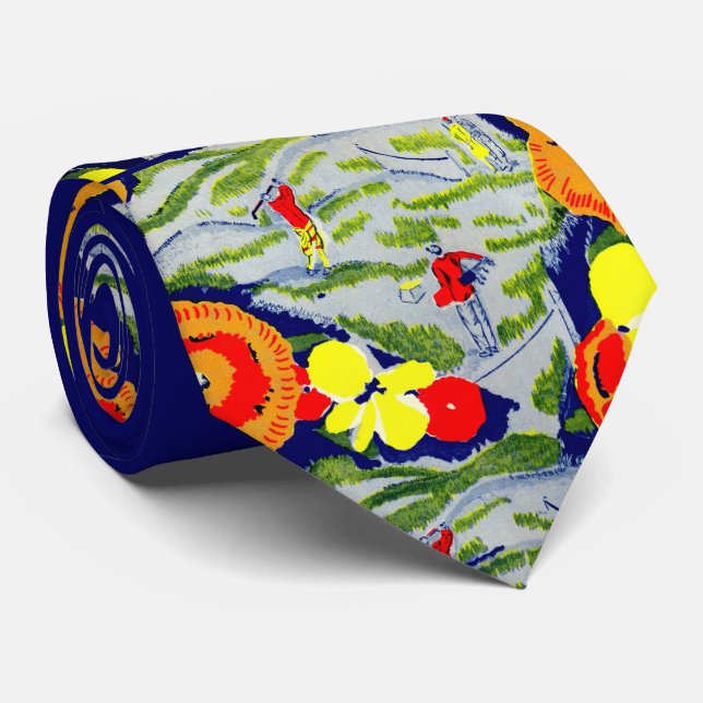 Gravata impressão de golfe e flores (Rolled)