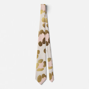 Gravata Impressão de leopardo dourado e rosa pastel Chic A