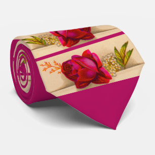 Gravata impressão de rosa vermelha vitoriana