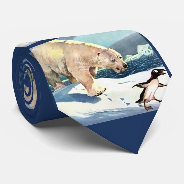 Gravata impressão de urso polar e pinguim (Rolled)