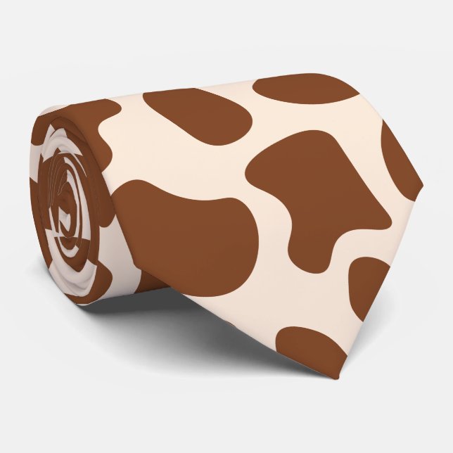 Gravata Impressão de Vaca Rosa e Marrom (Rolled)