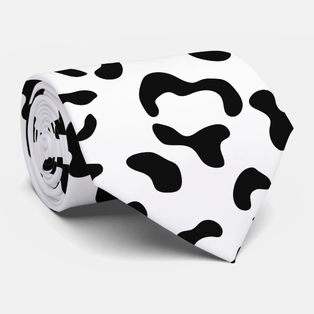 Gravata Impressão Leopardo, Manchas Leopardo, Preto E Bran (Rolled)