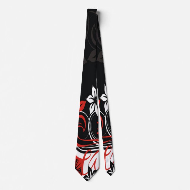 Gravata Impressão Tribal Vermelho e Negro (Frente)