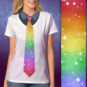 Gravata Impressionista do Oceano Pastel Rainbow Sparkle