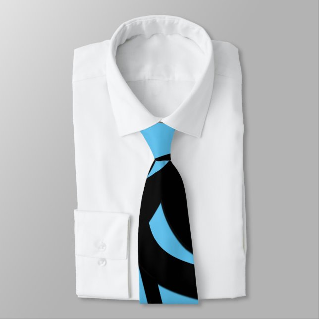Gravata Incrível Arte Moderna Azul / Preto 2 (Amarrado)